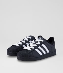SUPERSTAR II JUNIOR AD BLACK WHITE BLACK LEATHER