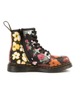 1460 JUNIOR BLACK FLORAL MASH UP LEATHER