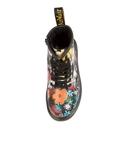 1460 JUNIOR BLACK FLORAL MASH UP LEATHER