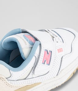 550 JUNIOR NB WHITE PINK BLUE LEATHER