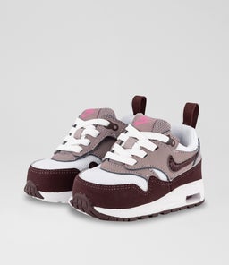 AIR MAX 1 EASY ON TODDLER NK WHITE BURGUNDY PURPLE MESH SMOOTH