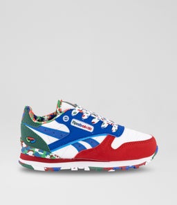 CL STEP N FLASH JNR RZ WHITE BLUE RED LEATHER