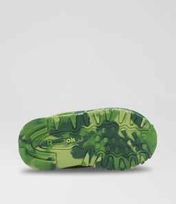 CL STEP N FLASH TDLR RZ GREEN GREEN WHITE LEATHER