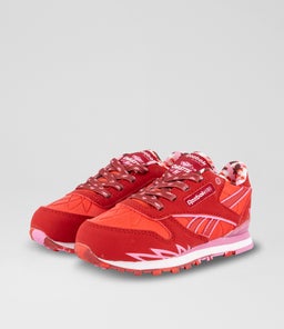 CL STEP N FLASH TDLR RZ RED PINK WHITE LEATHER