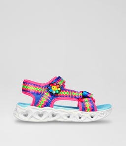HEART LIGHTS SANDALS JNR SK BLUE MULTI SMOOTH