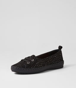 WOMANS SU BLACK&SILVER DECO SUEDE