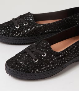 WOMANS SU BLACK&SILVER DECO SUEDE
