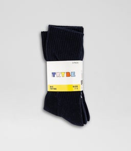 3 PACK CREW SOCK TY NAVY COTTON