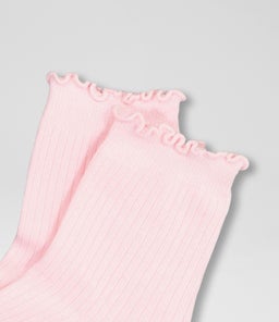 FRILL SOCK 3 PCK TY PINK OFF WHITE YELLOW COTTON