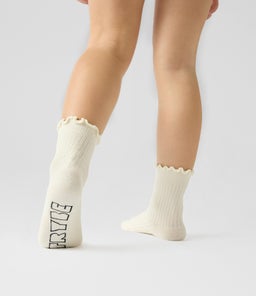 FRILL SOCK 3 PCK TY PINK OFF WHITE YELLOW COTTON