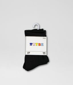 CORE 3 PACK CREW TY BLACK COTTON