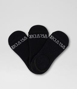 3 PACK INVIS SOCK TY BLACK COTTON