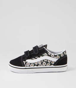 OLD SKOOL TODDLER VN DAISIES BLACK WHITE CANVAS