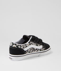 OLD SKOOL TODDLER VN DAISIES BLACK WHITE CANVAS