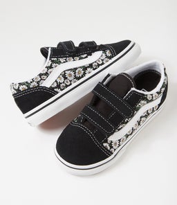OLD SKOOL TODDLER VN DAISIES BLACK WHITE CANVAS