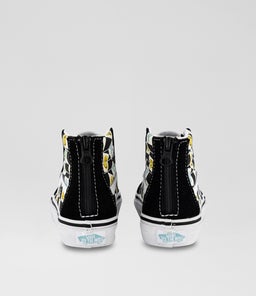 SK8 HI CHECKER JUNIOR VN BLACK WHITE MULTI CANVAS