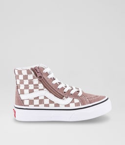 SK8 HI CHECKER JUNIOR VN MAUVE WHITE CANVAS
