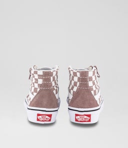 SK8 HI CHECKER JUNIOR VN MAUVE WHITE CANVAS