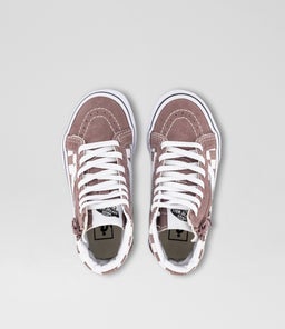 SK8 HI CHECKER JUNIOR VN MAUVE WHITE CANVAS