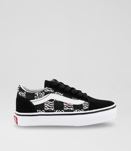 OLD SKOOL ZEBRA CHECKER JNR VN BLACK WHITE CANVAS