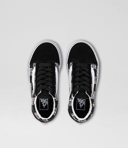 OLD SKOOL ZEBRA CHECKER JNR VN BLACK WHITE CANVAS